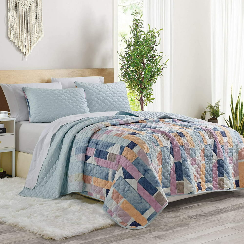 Sapphire Home 3 Piece Queen Size Bedspread Coverlet Quilt Bedding Set w 