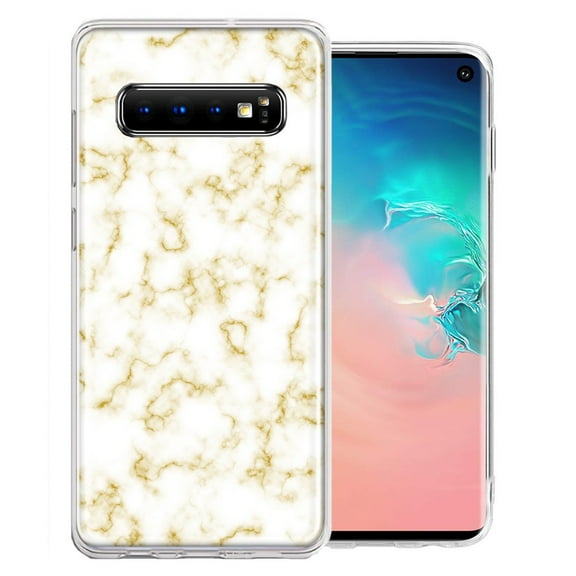 MUNDAZE For Samsung Galaxy S10 Plus Gold Marble Design Double Layer Phone Case Cover