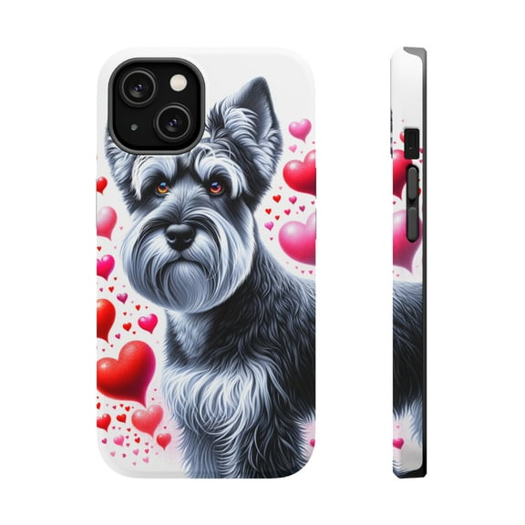 DistinctInk Tough Case for Apple iPhone 14 (6.1" Screen), Compatible with MagSafe Charging - Valentine's Day Cesky Terrier