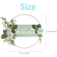 thumbnail image 2 of (Verde) Corona de puerta con letrero de bienvenida, corona de flores de bienvenida de metal, decoración de letrero de bienvenida con flores de anillo de metal,, 2 of 3