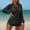 #357-Black, variant on Women's Bikini Swimsuit, Sexy Solid Color Backless Two-Piece with Wave Design, Swimwear Set for Beach and Vacation
