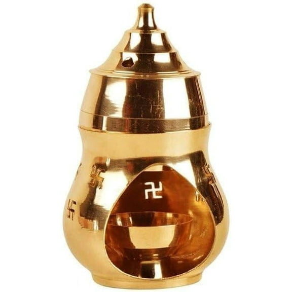 Brass Incense Burner/Camphor Lamp Decorative Gift for Home & Office, Gold