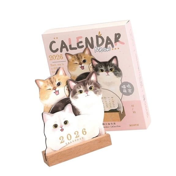 Ywmsfl Wooden Base Desk Organiser Calendar Featuring Adorable Puppy Kitten Designs For Teachers Pet Lovers