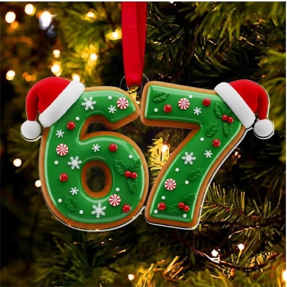 WKSCLPAI 67 Christmas Ornament, Funny 67 Small Acrylic Decorations for Christmas Tree, 67 Ginger_bread Ornaments, 67 Christmas Wrapping Paper Decor Ornaments Birthday Gifts, #J