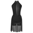 thumbnail image 3 of iefiel Robe de Danse Lyrique pour Femmes avec Strass Robe Asymétrique Jupe en Tulle Fluide Noire P, 3 of 7