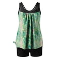 thumbnail image 4 of Nfurl Swimsuits for Women Two Piece Floral Print Tankini Bathing Suits Tummy Control Tankini Swimsuit with Shorts Summer Beach Swimwear Green,Size M, 4 of 5