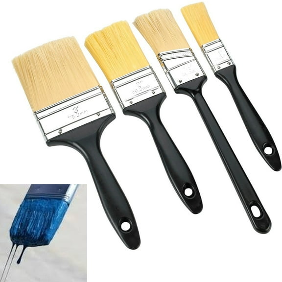 4 X Paint Brush Set Painting Brushes Polyester Bristles Oil Water Based Paints