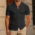 thumbnail image 2 of xfsWaSs Men's Short Sleeve Ribbed Knit Shirts Solid Color Casual Button Down Shirt Soft Comfortable Stretch Tops Fashion Everyday Wear Mens Shirts, 2 of 4
