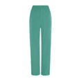 thumbnail image 4 of Women Stretch Straight Leg Pants Elastic Waist Lightweight Work Pants Casual Lounge Athletic Trousers with Pockets Dark Green XXL, 4 of 7