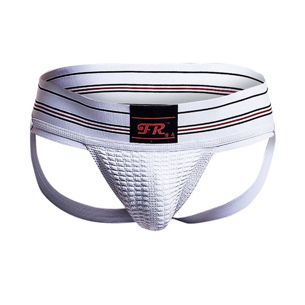 Mens Double Thong Underwear Mens Low Rise 3.2cm Strap Waistband Athletic Supporter Underwear 