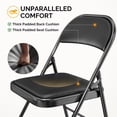thumbnail image 4 of PEXMOR 4 Pack Black Folding Chair, Padded Cushion Portable Metal Frame PU Leather, Outdoor Office Wedding, 4 of 9