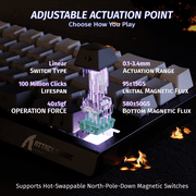 ATTACK SHARK X68 HE 8000Hz Rapid Trigger Keyboard, 0.01mm RT Accuracy Wired Gaming Keyboard with Magnetic Switch, Adjustable Actuation, Rapid Trigger, Snap Tap, RGB Lighting for PC/Mac, Moonlight