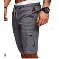 thumbnail image 2 of Men‘s Cargo Sports Short Pants Casual Slim Fit Solid Drawstring Elastic Waist Shorts With Pockets, 2 of 6
