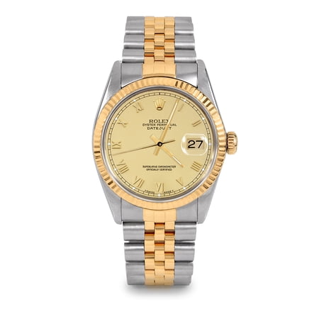 Pre-Owned Rolex 16013 Men's 36mm Datejust Wristwatch Champagne Roman Numeral (3 Year Warranty)