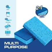 SCRUBIT Premium Scrub Sponges Non-Scratch Kitchen Sponges with Scour Pads, Blue 48-Pack