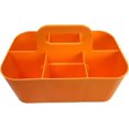 thumbnail image 2 of Small Stackable Plastic Caddy with Handle 6 Compartment | Desk, Makeup, Dorm Caddy, Classroom Art Organizers - 4 Pack, Made In USA (Orange), 2 of 8