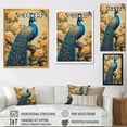 thumbnail image 4 of Designart "Royal Peacock with Japanese Floral Design in Green II" Animals Canvas Wall Art - Traditional Blue Peacock Living Room Canvas Art, 4 of 6