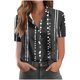 thumbnail image 4 of Blusas para mujeres Moda casual Impresión casual cómoda de manga corta botón de bolsillo Camiseta de la blusa superior para primavera verano, 4 of 7