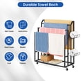 thumbnail image 3 of 4th Tier H Freestanding Towel Rack for Bathroom Metal Floor Standing Blanket Rack Drying Rack Sturdy Black, 3 of 6