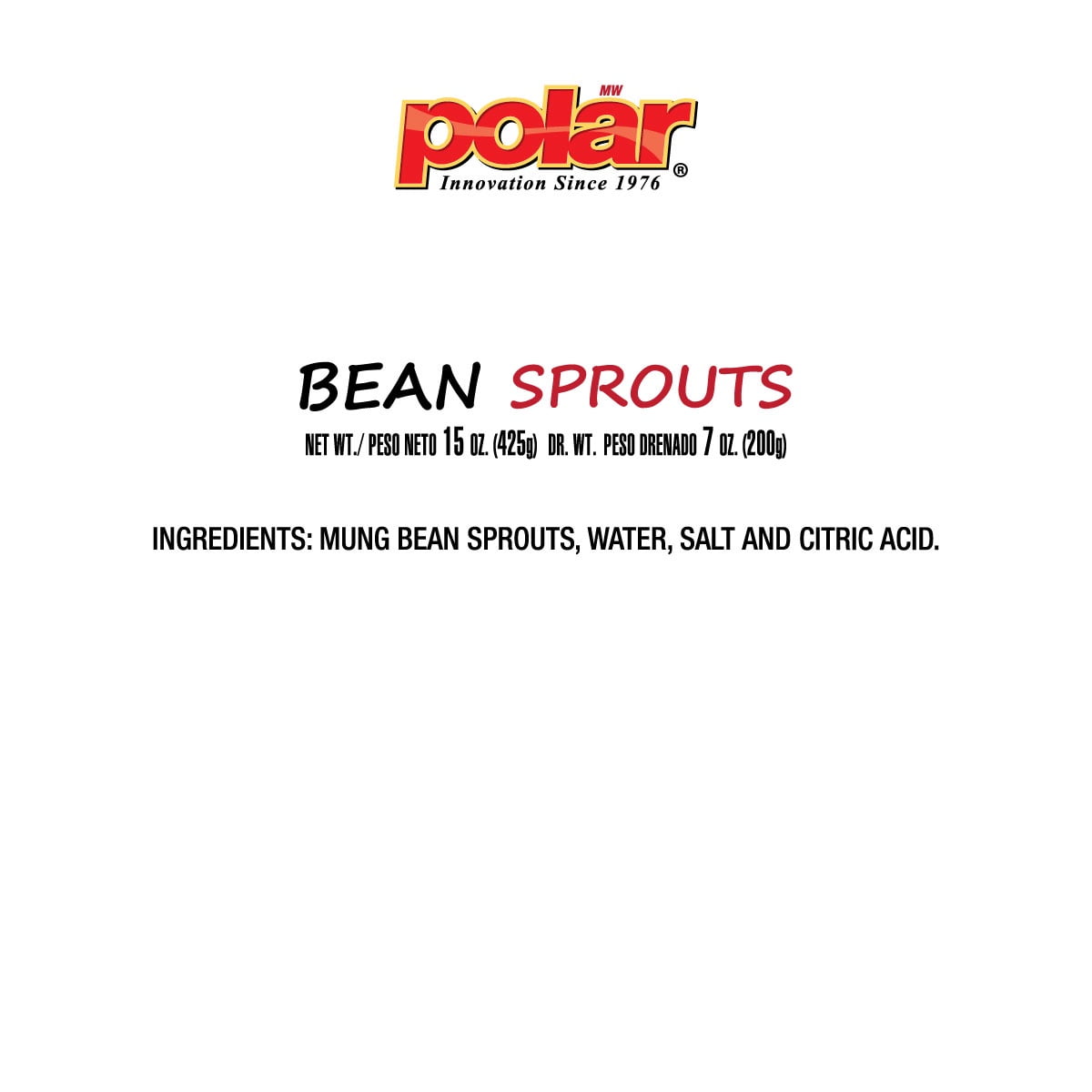 (5 pack) Polar, Bean Sprouts, 14.4 oz.