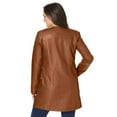 thumbnail image 2 of Jessica London Women's Plus Size Three Quarter Length Jacket Real Leather Oversized Long Coat, 2 of 3