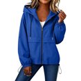 thumbnail image 3 of Ihhxva Jacket for Women Hooded Windbreaker with Drawstring Zip-Up Outerwear, Lightweight Rain Coat Pockets Outdoor Activities S-2XL, 3 of 9