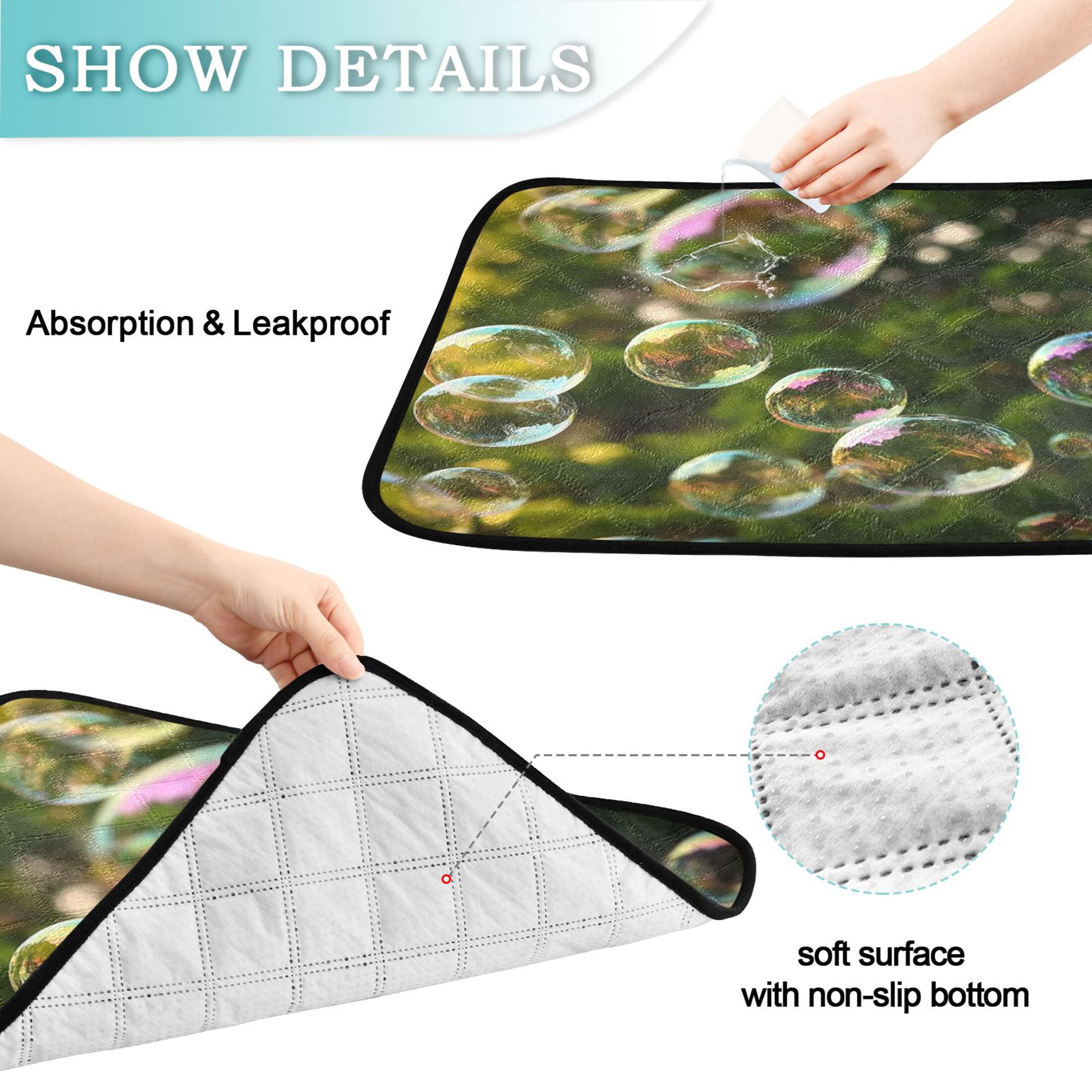 IAUYY Washable Pee Pads for Dogs Smallx3 Absorbent and Leak-Proof Non-Slip Reusable Puppy Pee Pads for Dogs Applicable to Playpen Potty Crate Radiant with Iridescent Brilliance