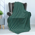 thumbnail image 4 of Geometric Soft Flannel Fleece Throw Blanket, Grungy Background Print with Vertical Stripes and Little Dots, Cozy Plush for Indoor and Outdoor Use, 60" x 80", Dark Teal Yellow, by Ambesonne, 4 of 5