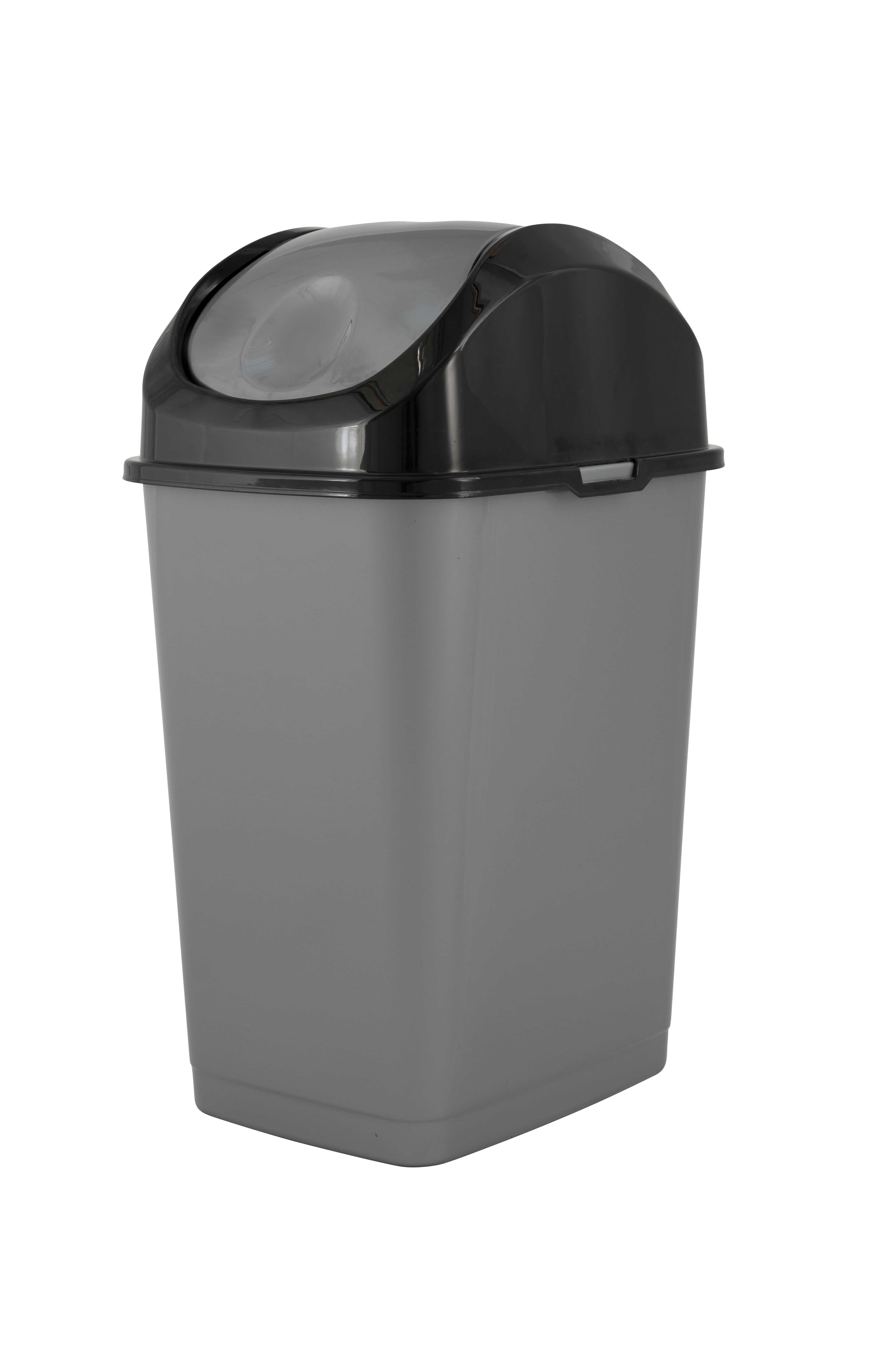 Stylish Gray Plastic 2.4 Gallon Trash Can Waste Bin with Swing Top Removable Lid 