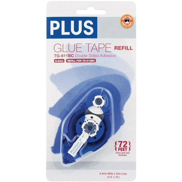 Plus High Capacity Glue Tape Refill-.33"X72', For Use In 610BC