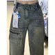 thumbnail image 4 of Vintage azul americano Cargo cremallera bolsillo parche pantalones vaqueros de pierna ancha pantalones largos pantalones lavados Y2k ropa de calle de cintura alta, 4 of 5