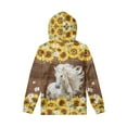 thumbnail image 2 of Xoenoiee Sunflower Daisy Horse Print Long Sleeve Hoodies for Kids Hooded Sweatshirt Loose Tops with Front Kangaroo Pocket Athleticwear for Running Hiking Traveling, XL, 2 of 7