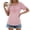Pink women v neck lace top a1, variant on SSZMDLB Women V Neck Short Sleeve T-Shirts Eyelet Lace Top Curved Hem Solid Casual Summer Tees Elegant Vacation Outfits Workout Clothes, White XL