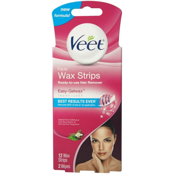 VEET ReadyToUseWaxStrips Hair Remover Face 12 ea