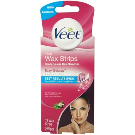 VEET Ready-To-Use-Wax-Strips Hair Remover Face 12 (Best Way To Use Wax Strips)
