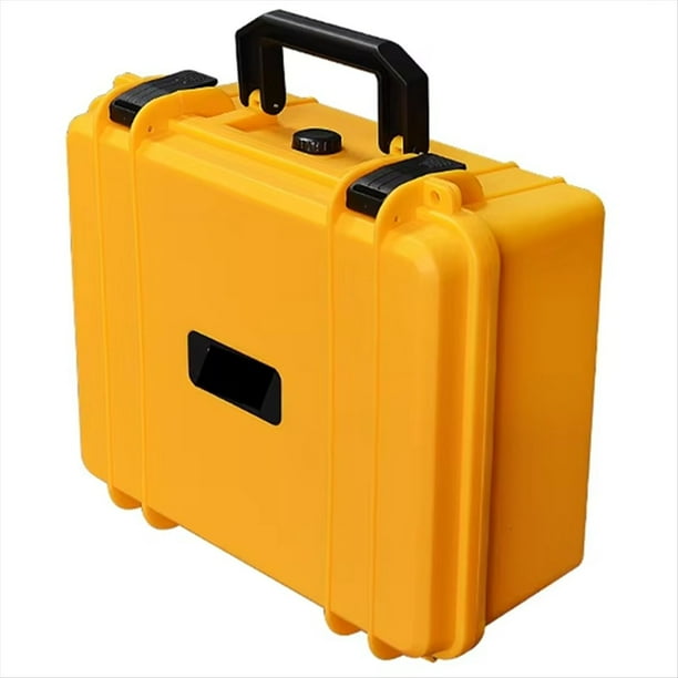 Maleta Portátil de Plástico Rígido Grueso para Equipos, Caja de Herramientas, Caja de Instrumentos de Gran Capacidad con Esponja Amarilla.