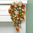 thumbnail image 4 of Christmas Ball Wreath Teardrop Swag with Berry Clusters Ribbon Bows, 4 of 8