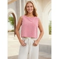 thumbnail image 2 of DARING DIVA Women's Gingham Summer Crop Tank Tops Button Back Sleeveless Shirts S Red, 2 of 7