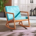 thumbnail image 2 of SAFAVIEH Vernon Outdoor Patio Rocking Chair, Natural/Aqua, 2 of 11