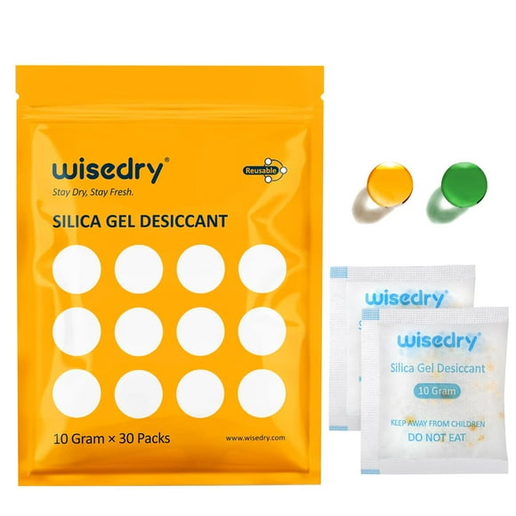 Paquetes desecantes de gel de sílice Wisedry de 10 g [30 paquetes]