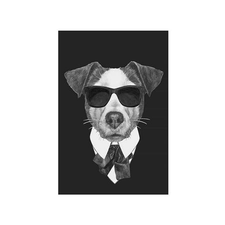 Dark Glasses Suit Dog Oil Drawing Black Oil Painting Picture Animal House  Wall Art Poster Canvas Photo Wall Painting | Walmart Canada