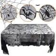 thumbnail image 2 of Uutvmp Halloween Lace Tablecloth Black Spider Web Table Topper for Halloween Decoration Dinner Parties 47*63inch, 2 of 8