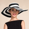 thumbnail image 2 of YAYUBA Women's Summer Sun Hat Wide Brim Straw Beach Hat Casual Outdoor Striped Design,Black, 2 of 7