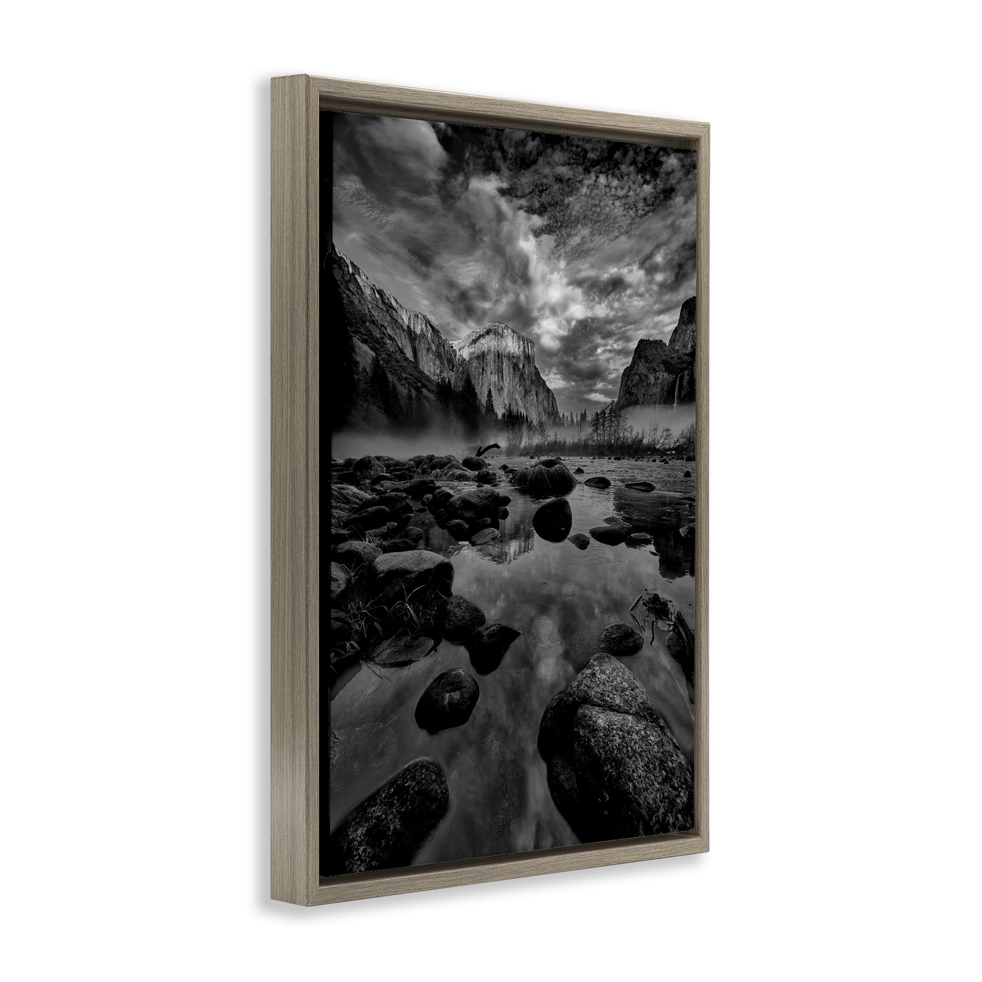 Stupell Industries Morning in Yosemite Valley Brown Framed Floater Canvas Wall Art, design by Jon Evan