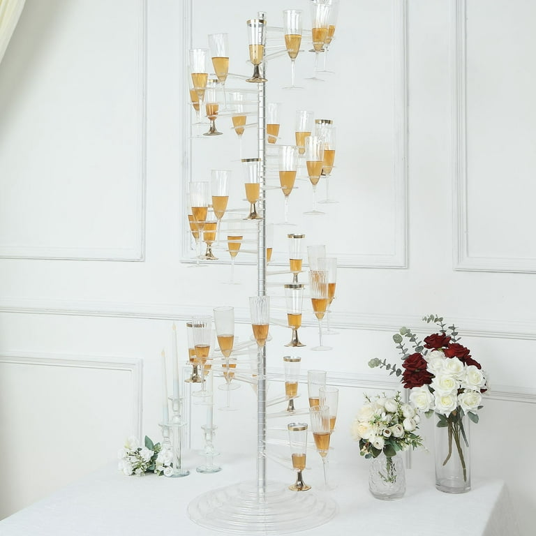 Efavormart 4.5ft Clear Acrylic Spiral Champagne Flute Bar Rack Stand, Wine Glass Display Holder, Size: Style7