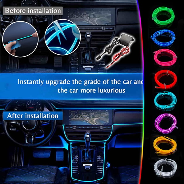 Vaidha Car Cold Lamp Interior Guide Led Lamp EL Luminous Line 3 Meters + Wire Drive Universal Car Decorative Lamp