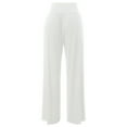 thumbnail image 7 of White Women High Leg Flared Bell Bottom Elastic Waist Plain Long Boot Cut Leg Trousers Pants Loose Fit Trousers Pants for Women Lounge Summer Fall Trousers Pants 2025 XXL, 7 of 7