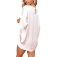thumbnail image 4 of HYwys Women's Satin Silk Pajama Set Short Sleeve T-shirt With Shorts PJ Set, 4 of 5