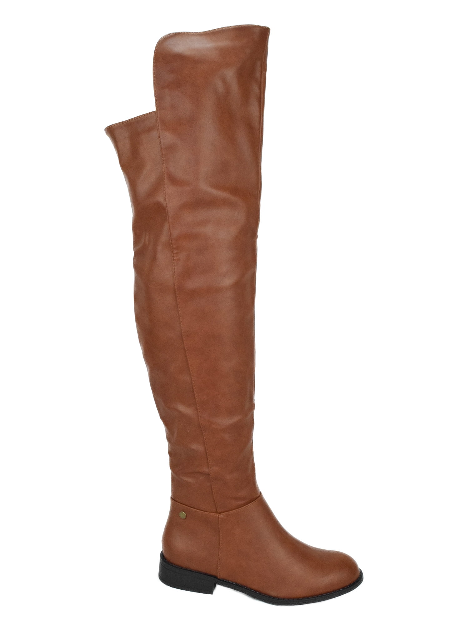 tan thigh high flat boots