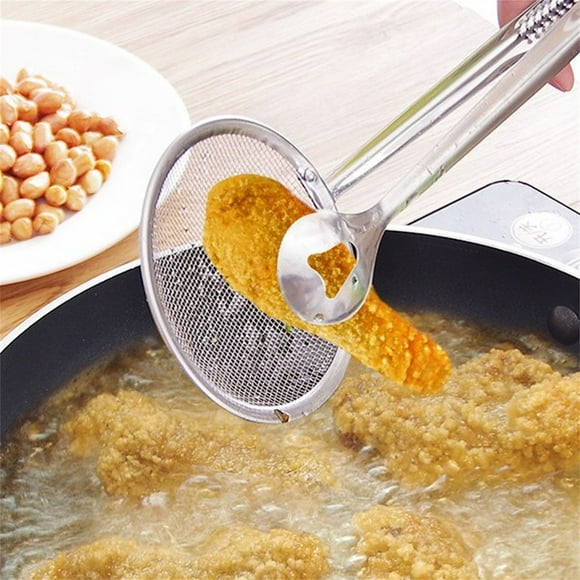Fiudx Cuchara con Filtro Multifuncional, Diseño de Acero Inoxidable, Filtro de Un Solo Lado y Función de Hueco, Ideal para Cocinar y Freír En Barbacoa, Herramienta de Cocina Versátil, Juego de 2 Piez